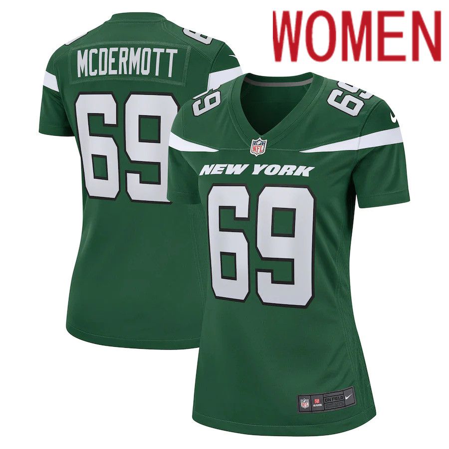 Women New York Jets 69 Conor McDermott Nike Gotham Green Game NFL Jersey